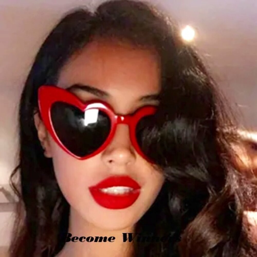 🔥4PK Wet Summer New Big Burning Red Heart Cat Eye Sunglasses